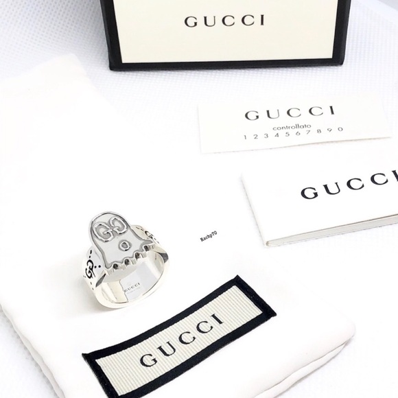 New Authentic Gucci Ghost Sterling Silver Ring - Picture 8 of 10